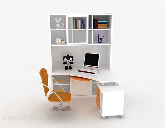 White Working Desk Cabinet Free 3ds Max Model Max Open3dmodel