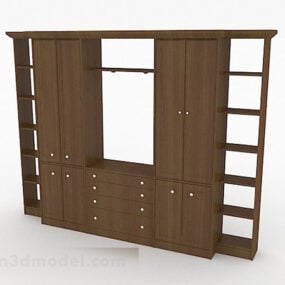 کابینت تلویزیون چوبی قهوه ای V9 مدل سه بعدی