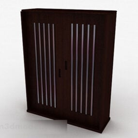 3д модель темно-коричневого деревянного шкафа
