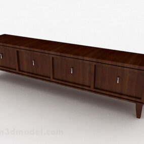 Mueble de televisión de madera marrón oscuro modelo 3d