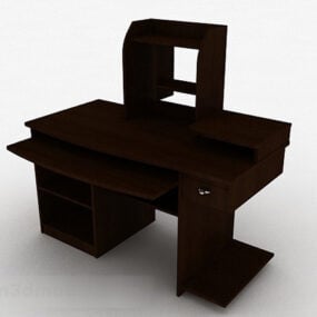 میز تحریر چوبی قهوه ای تیره مدل سه بعدی