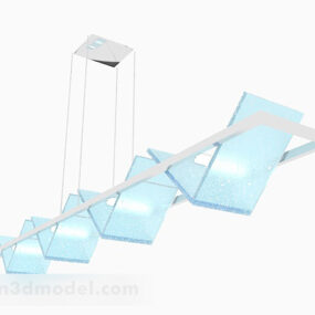 Mô hình 3d đèn chùm thủy tinh màu xanh