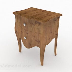 茶色の木製ベッドサイドテーブルV4 3Dモデル