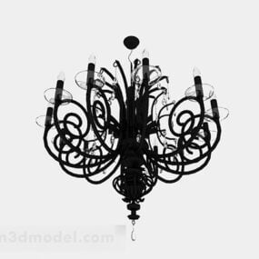 Mô hình 3d hình đèn chùm hoa màu đen