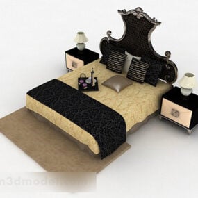 Domowe łóżko podwójne w stylu europejskim V1 Model 3D