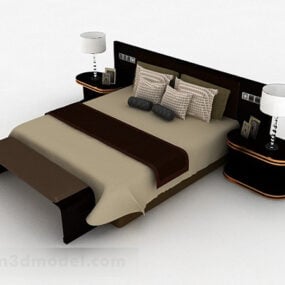 Hotel Brown Double Bed 3d model