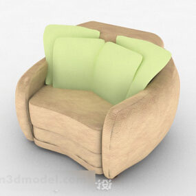 Sofa Single Coklat Dengan Bantal model 3d