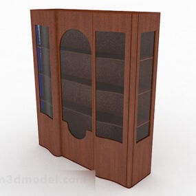 Hnědá dřevěná knihovna V3 3D model