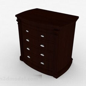 Brauner Nachttisch aus Holz V5 3D-Modell
