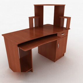 میز تحریر چوبی قهوه ای مدل V1 سه بعدی