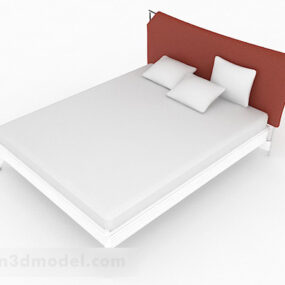 Simple White Double Bed V1 3d model