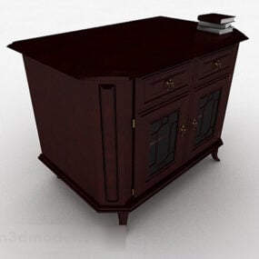 Brown Wooden Office Cabinet V1 3d model