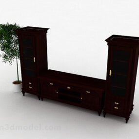 Brown Wooden Tv Cabinet V12 3d model