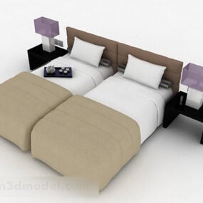 Hotel com cama de solteiro V1 Modelo 3d
