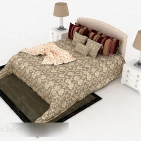 Brown Home Double Bed V4 3d-modell