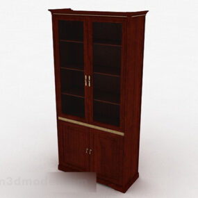 茶色の木製本棚 V4 3Dモデル