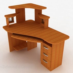 Brown Wooden Desk V6 3d-modell