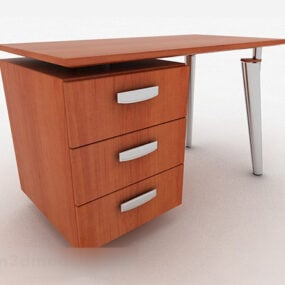 Brown Wooden Desk V7 3d model