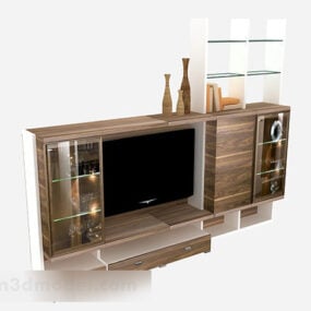 Brown Wooden Tv Cabinet V18 3d model