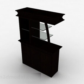 کابینت ورودی چوبی قهوه ای مدل V2 3d