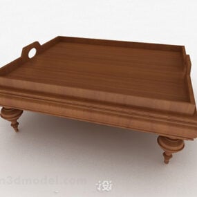 Brown Wooden Coffee Table V9 3d model