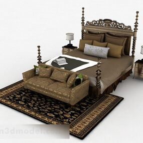 European Classical διπλό κρεβάτι V4 3d μοντέλο
