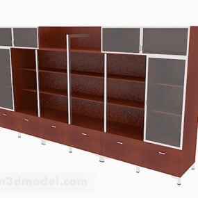 Librería de madera marrón V6 modelo 3d
