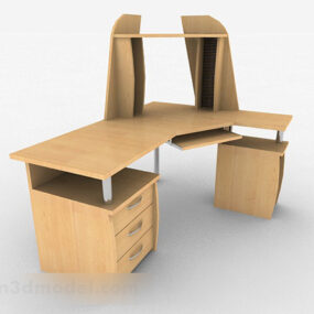 שולחן כתיבה צהוב מעץ V2 דגם תלת מימד