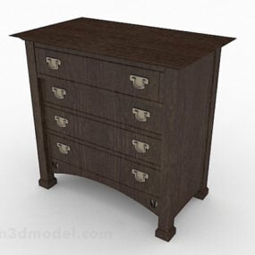 Brown Wooden Bedside Table V7 3d model