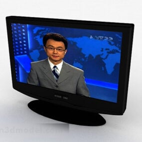 3D-Modell eines schwarzen Fernsehers im alten Stil