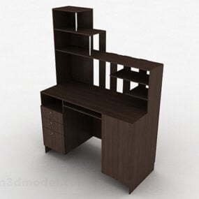 Brown Wooden Desk V9 3d model