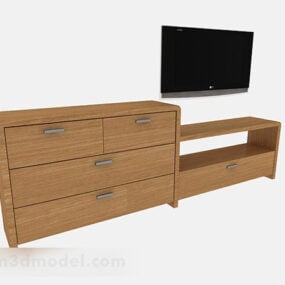 Simple Wooden Tv Cabinet V3 3d model