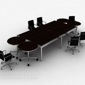 Neuvottelupöytä kahdeksalla tuolilla 3D-malli