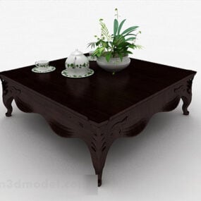 Brown Wooden Coffee Table V12 3d model