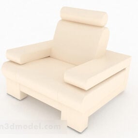 Sofá individual minimalista blanco V2 modelo 3d