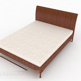 3д модель Простая деревянная двуспальная кровать V3