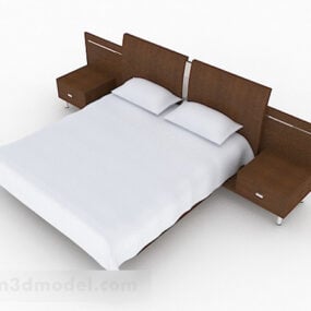 Wooden Simple Double Bed V1 3d model