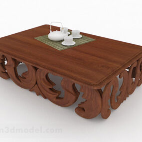 Brown Wooden Coffee Table V15 3d model