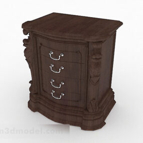 Brown Wooden Bedside Table V8 3d model