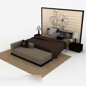 Brown Home Double Bed V5 3d model
