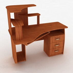 Ruskea puinen kirjoituspöytä V10 3d malli