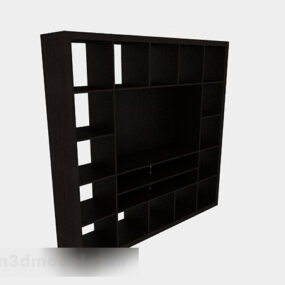 خزانة تلفزيون خشبية سوداء V2 موديل 3D