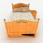 Желтая деревянная односпальная кровать V2