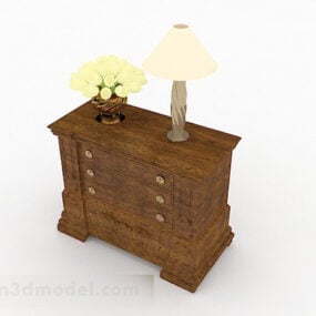 Brown Wooden Bedside Table V9 3d model