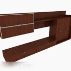 Mueble tv marrón de madera modelo 3d
