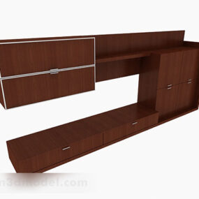 Mueble de TV marrón de madera V1 modelo 3d