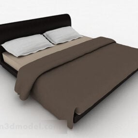 Modelo 3d de móveis de cama de casal marrom