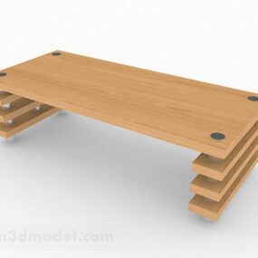 Žlutý dřevěný jídelní stůl V1 3D model