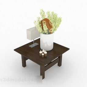 Hnědý dřevěný nábytek na čajový stůl 3D model