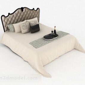 Thiết kế giường đôi Châu Âu mẫu V1 3d